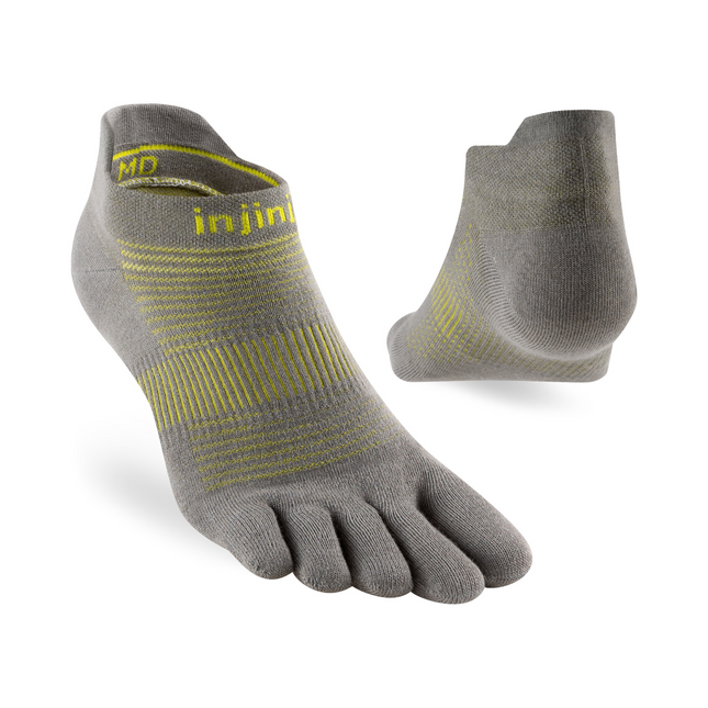 Injinji Run Lightweight No-Show Coolmax Neon Silver