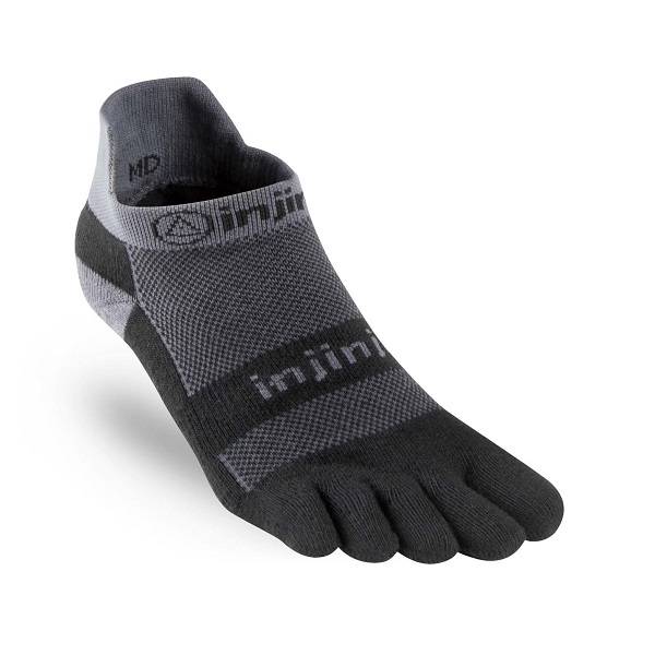 Injinji Run Midweight No-Show - Black/Grey