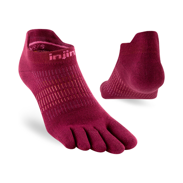 Injinji Women's Run Lightweight No-Show Coolmax Beetroot