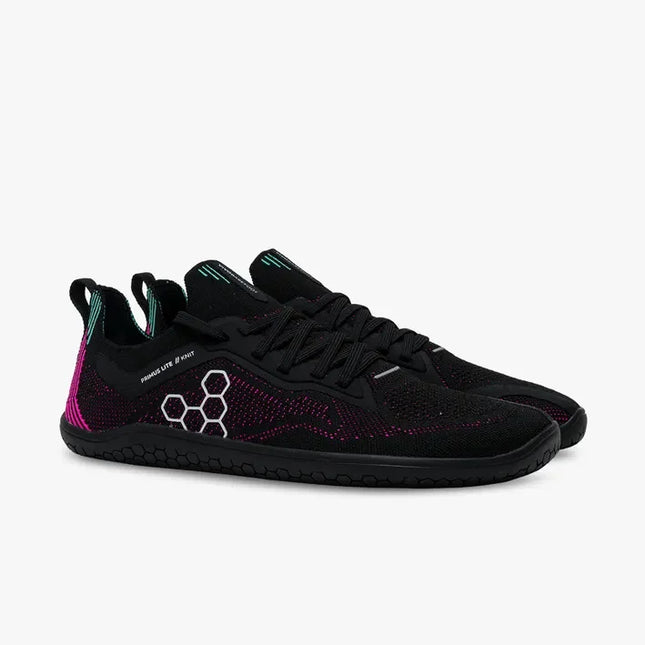 Vivobarefoot Primus Lite Knit Obsidian Vibrant Pink Vrouwen