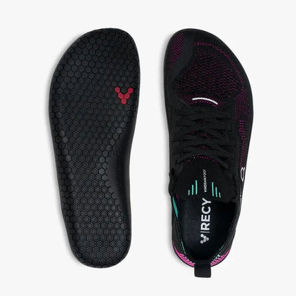 Vivobarefoot Primus Lite Knit Obsidian Vibrant Pink Vrouwen